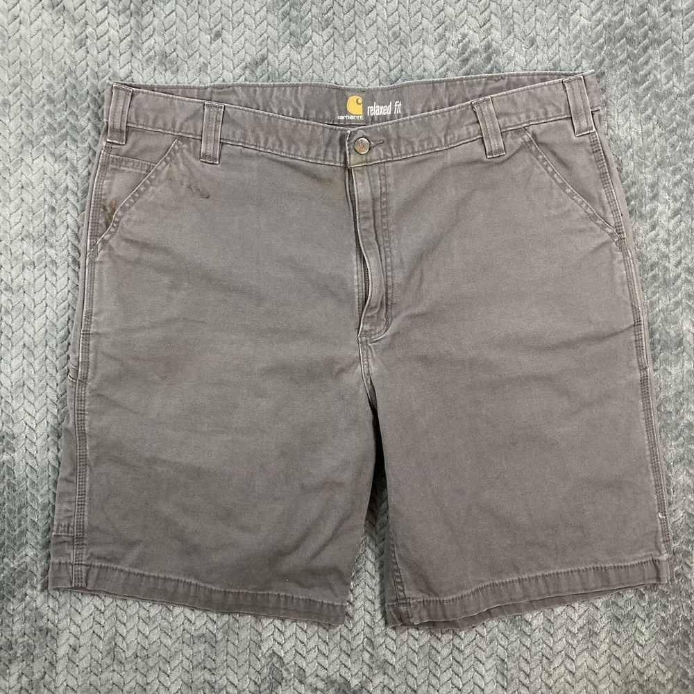 Carhartt Shorts Men 42 Relaxed Fit Gray Canvas Utility Workwear Durable Faded